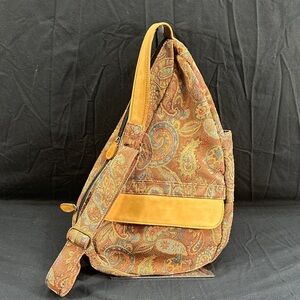 Vtg LL Bean AmeriBag Tapestry Sling Backpack Paisley Crossbody Shoulder Bag